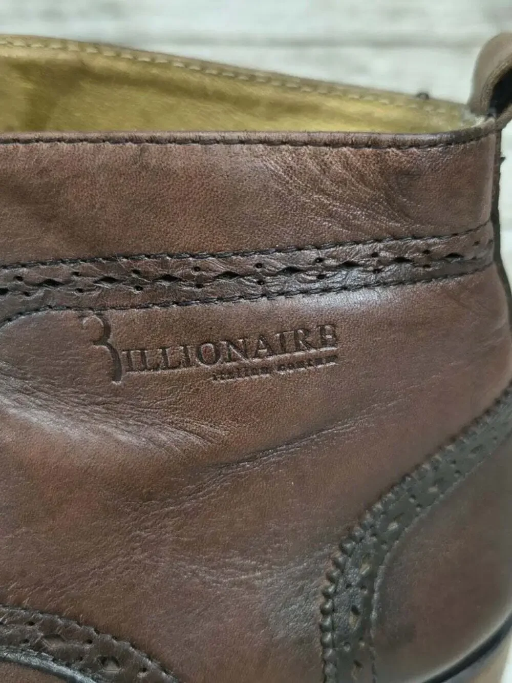 Billionaire Italian Couture Dark Brown Leather Wingtip Brogue Ankle Boots EU 40